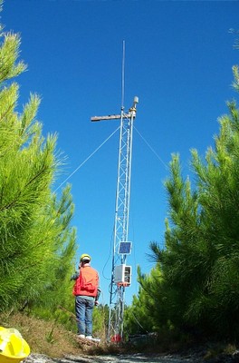 Meteorological tower at PPINES site. Photo courtesty of Tim Martin.